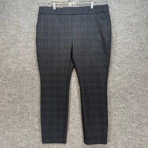 Dalia Pants Women XXL Blue Plaid Tummy Control Slim Leg Pull On Stretch NEW